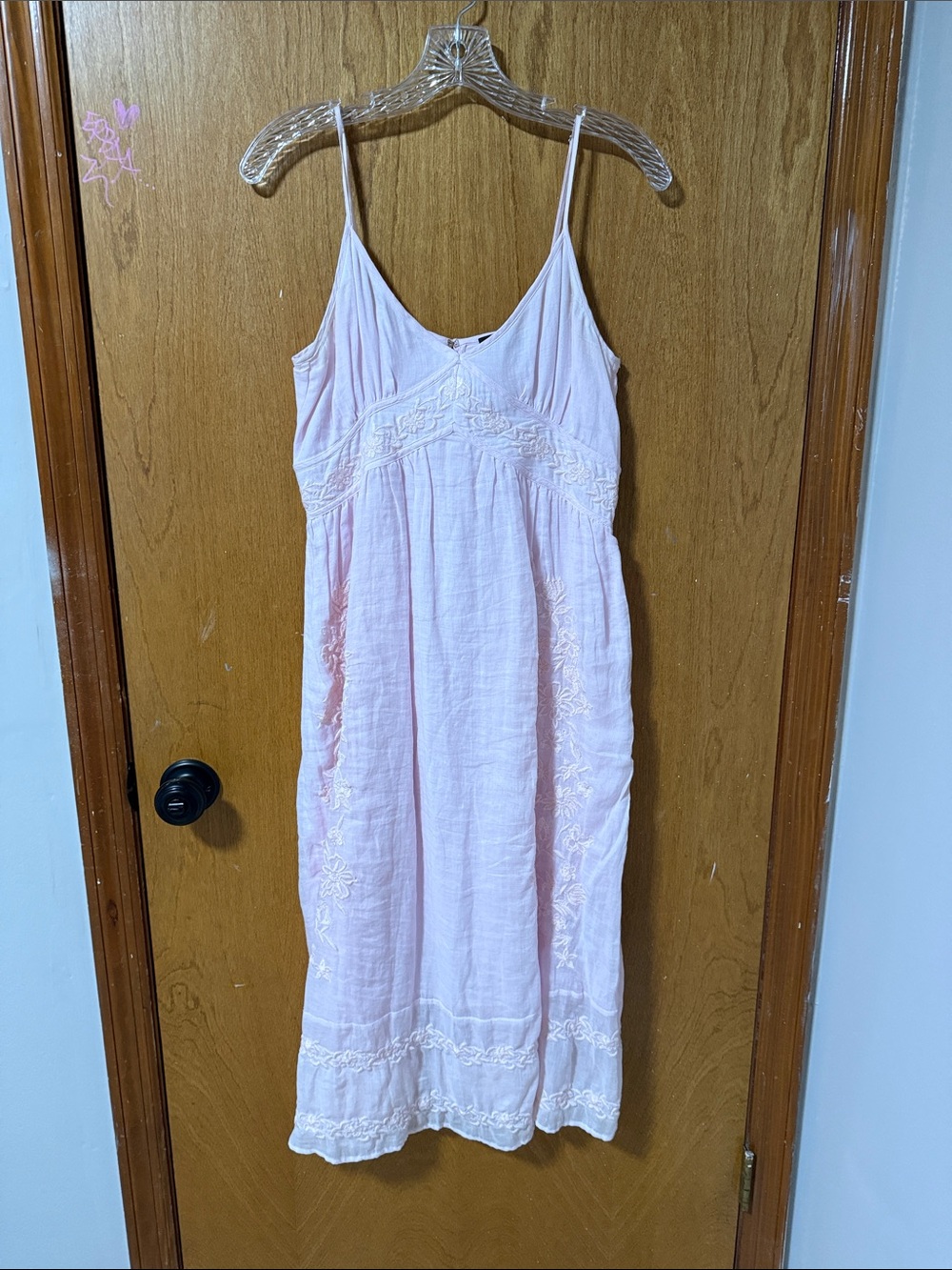 J. Crew Light Pink Embroidered Cotton Slip Dress